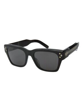 Dior Diamond Sunglasses Black Silver Acetate Metal Rectangular Eyewear